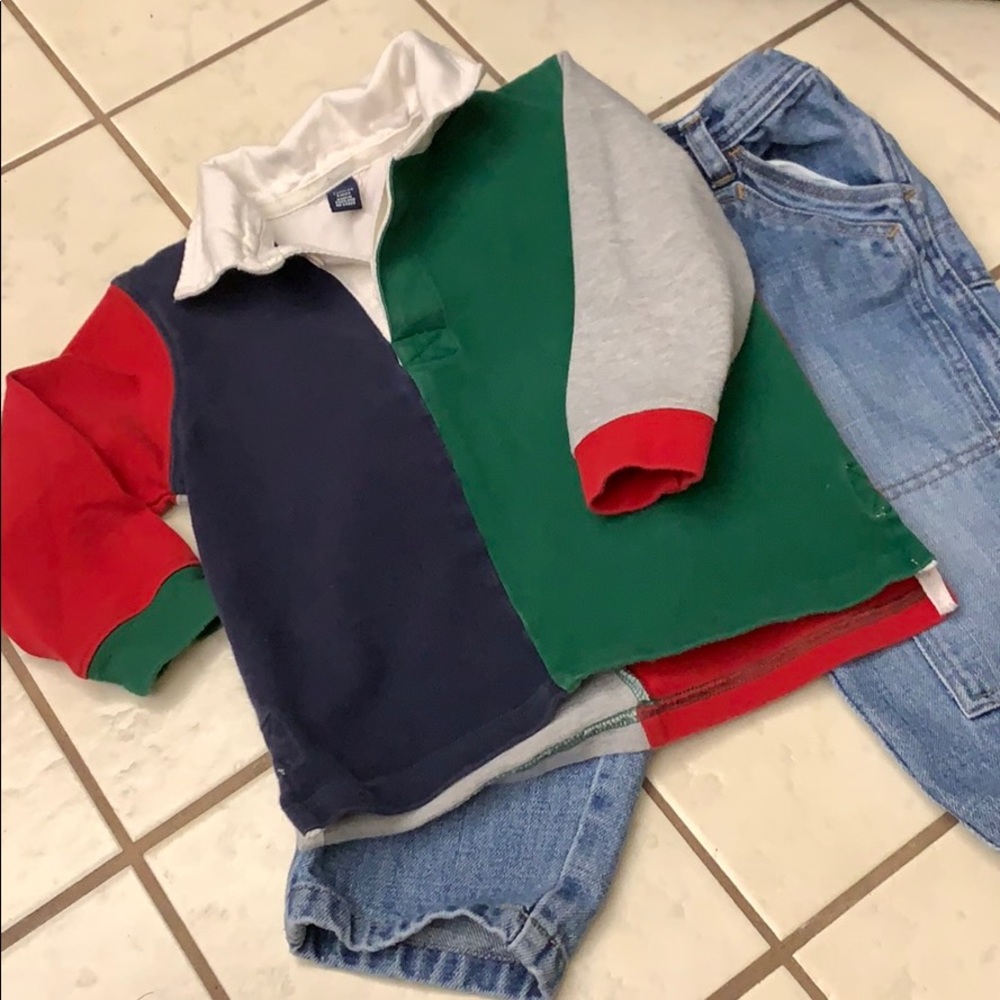 Boys baby gap rugby shirt & jeans 2 years like new